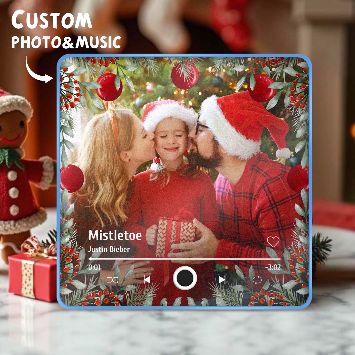 Benutzerdefinierter Kühlschrankmagnet Mit Familienfoto Und Musik, Weihnachtsgeschenke Für Die Familie, Personalisierte Musikmagnete Können Lieder Abspielen - 