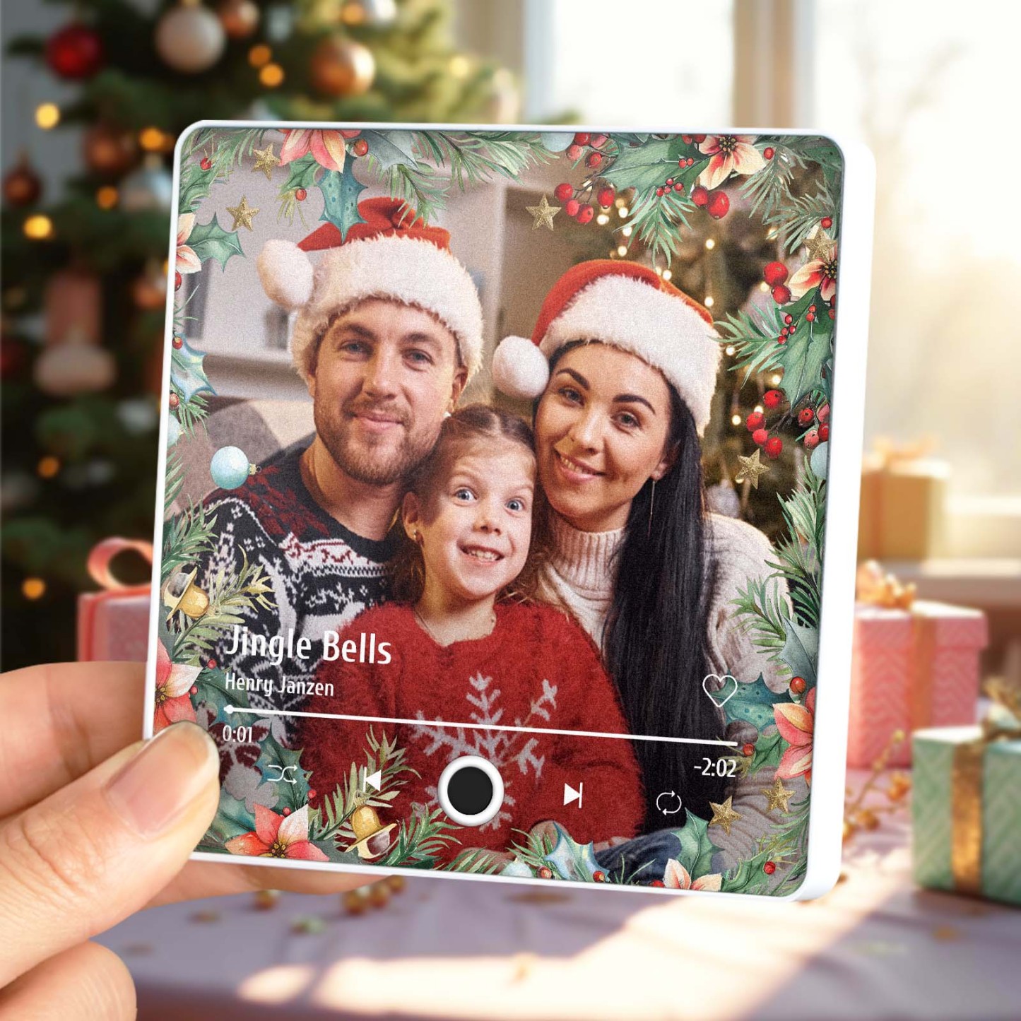 Benutzerdefinierter Kühlschrankmagnet Mit Familienfoto Und Musik, Weihnachtsgeschenke Für Die Familie, Personalisierte Musikmagnete Können Lieder Abspielen - 