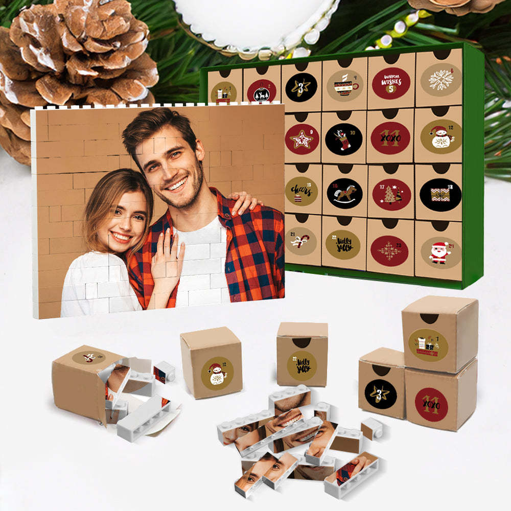 Weihnachtsgeschenke, Adventskalender, Personalisierter Baustein-countdown, Blindbox, Fotoblock, Rahmen, Quadratisch, Beste Weihnachtsgeschenke Für Die Familie