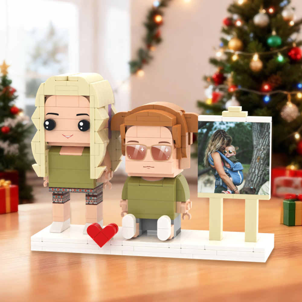 Individuell Gestaltbare Ganzkörper-spielfiguren Aus Bausteinen, Personalisierte Sitzende Spielfiguren Aus Bausteinen, Kinder Und Katze, Universelles Steckspielzeug Aus Kunststoff, Weihnachtsgeschenk - 