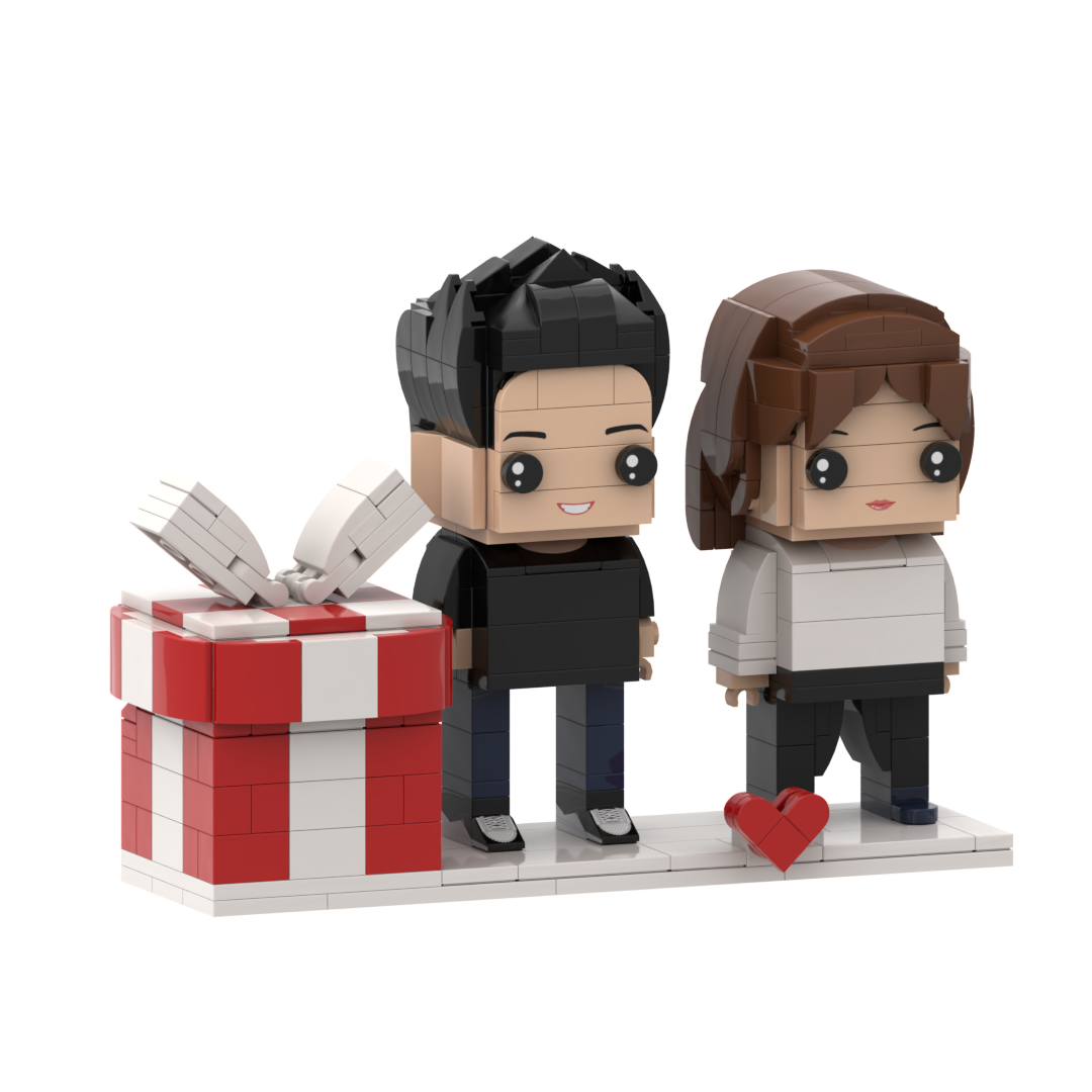 Personalisierte 2-personen-bausteinfiguren, Inklusive Ringbox – Romantisches Jubiläumsgeschenk