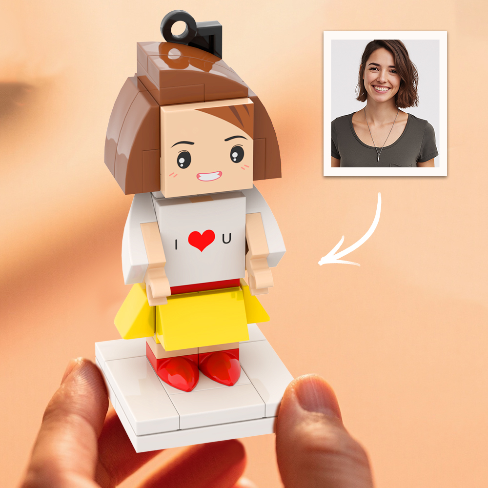 Personalisierte Kopf Ziegel Figur Ich Liebe U Benutzerdefinierte Mini Ziegel Figuren Kleine Partikel Block Schlüsselanhänger - 