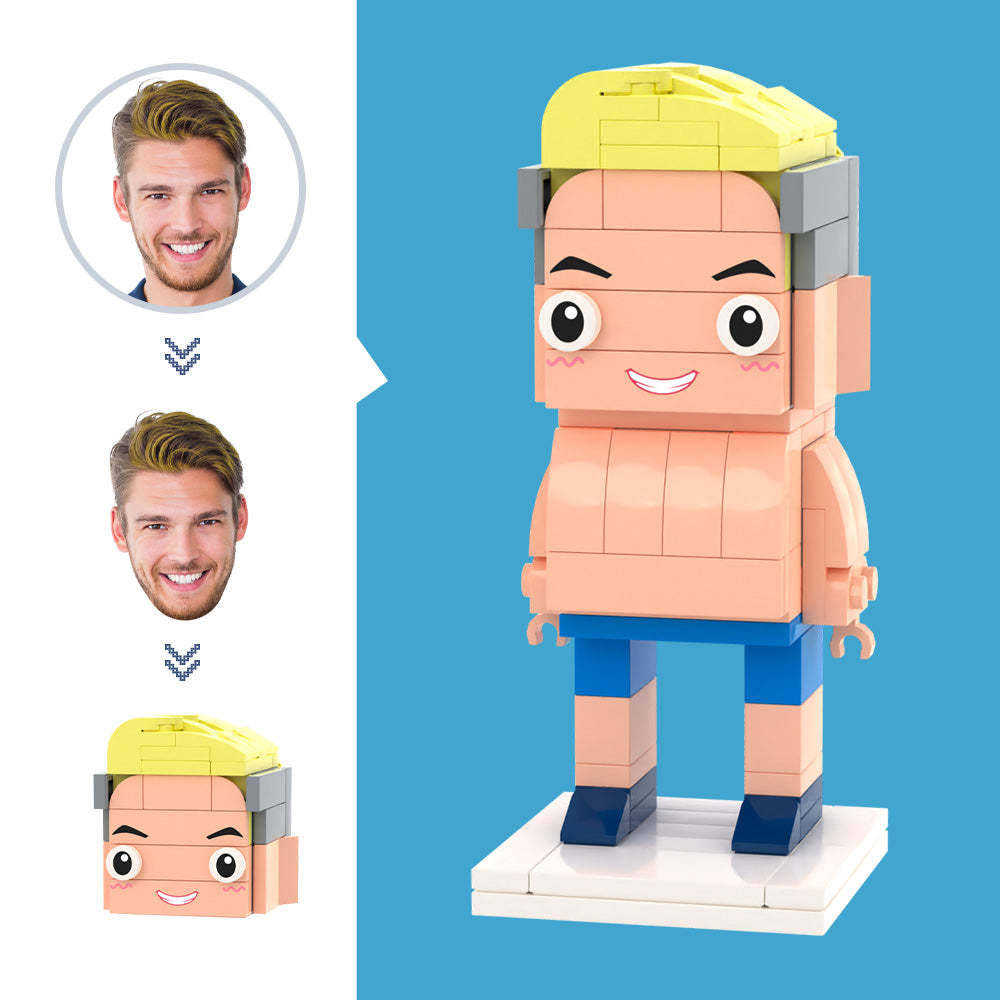 Maßgeschneiderte Kopfschwimmfiguren, kleines Partikelblockspielzeug, anpassbare Ziegelkunstgeschenke