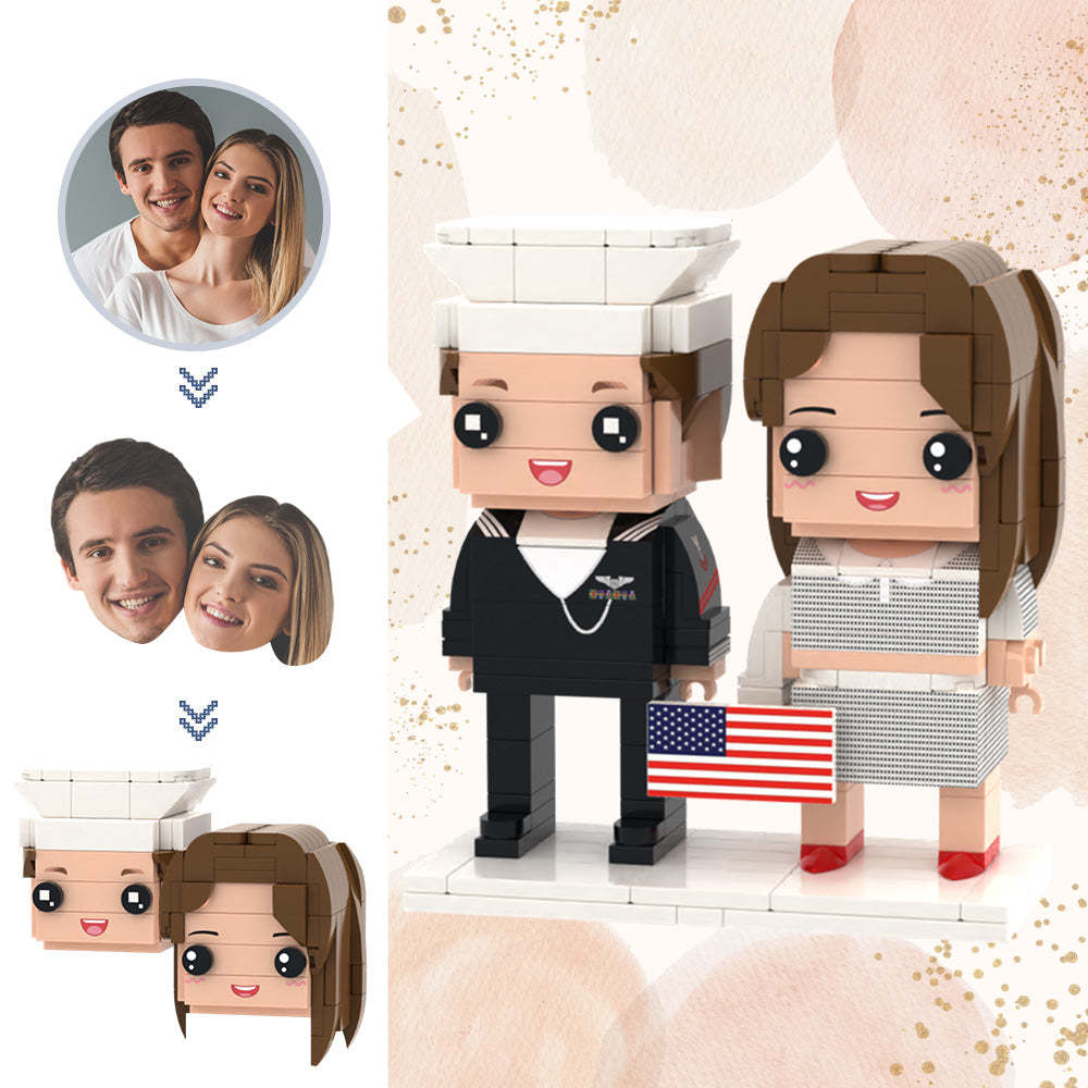 Hochzeitsgeschenke, amerikanische Hochzeiten,Individuelles Brick Spielzeug, anpassbarer Kopf, 2 Personen, individuelleIndividuelles Brick Spielzeug
