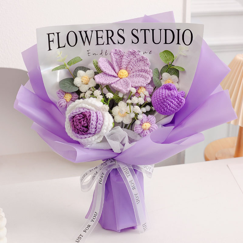 Gehäkelte Blumen Gehäkelte Sonnenblume Handgemachte Rosenblumen Gestrickte Blumen Bouquet Jahrestagsgeschenk Für Sie - 