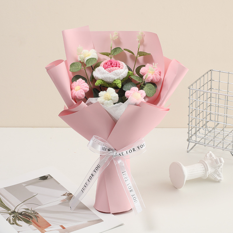 Gehäkelte Blumen Gehäkelte Sonnenblume Handgemachte Rosenblumen Gestrickte Blumen Bouquet Jahrestagsgeschenk Für Sie - 