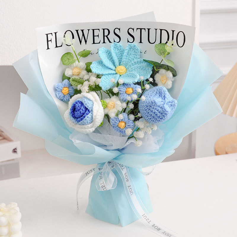 Gehäkelte Blumen Gehäkelte Sonnenblume Handgemachte Rosenblumen Gestrickte Blumen Bouquet Jahrestagsgeschenk Für Sie - 