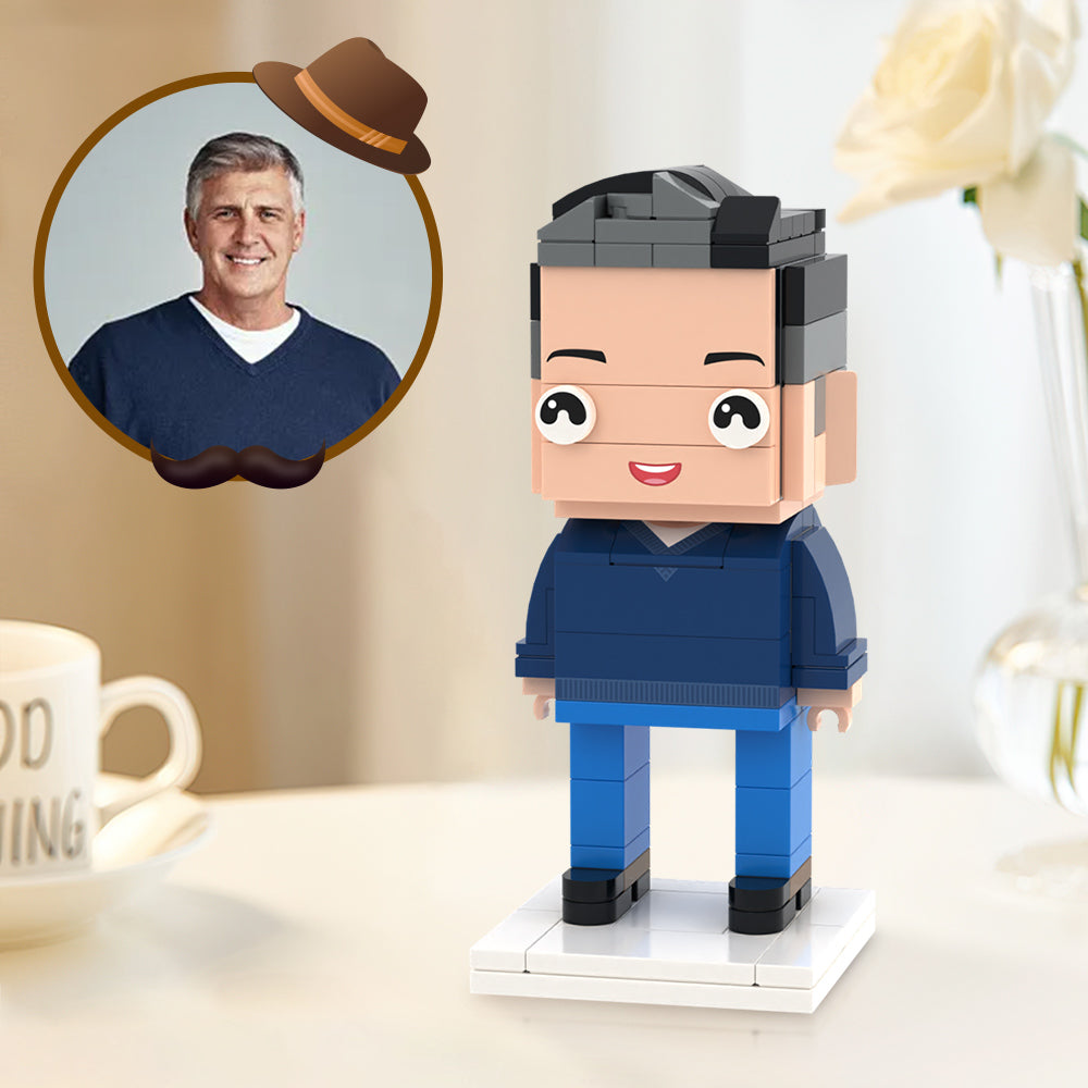 Geschenke für Papa Vollständig benutzerdefinierte 1-Personen-Steinfigur. BenutzerdefinierteIndividuelles Brick Spielzeug, kleines Partikelblockspielzeug