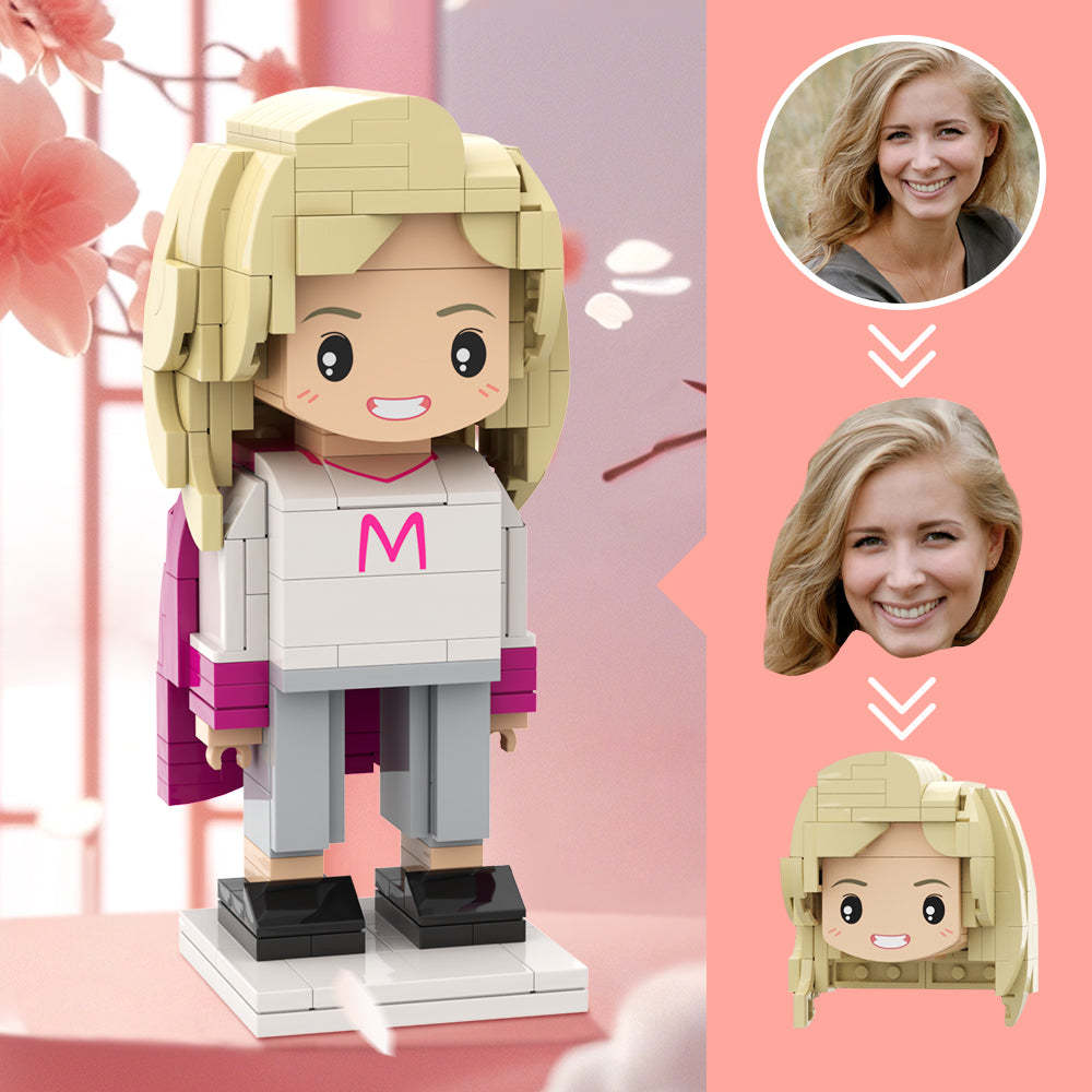 Muttertag Rundes Gesicht, Individuelle Ziegelfiguren, Super-mama, Anpassbarer Kopf, Ziegelfiguren, Geschenk Für Mama - minebrickde