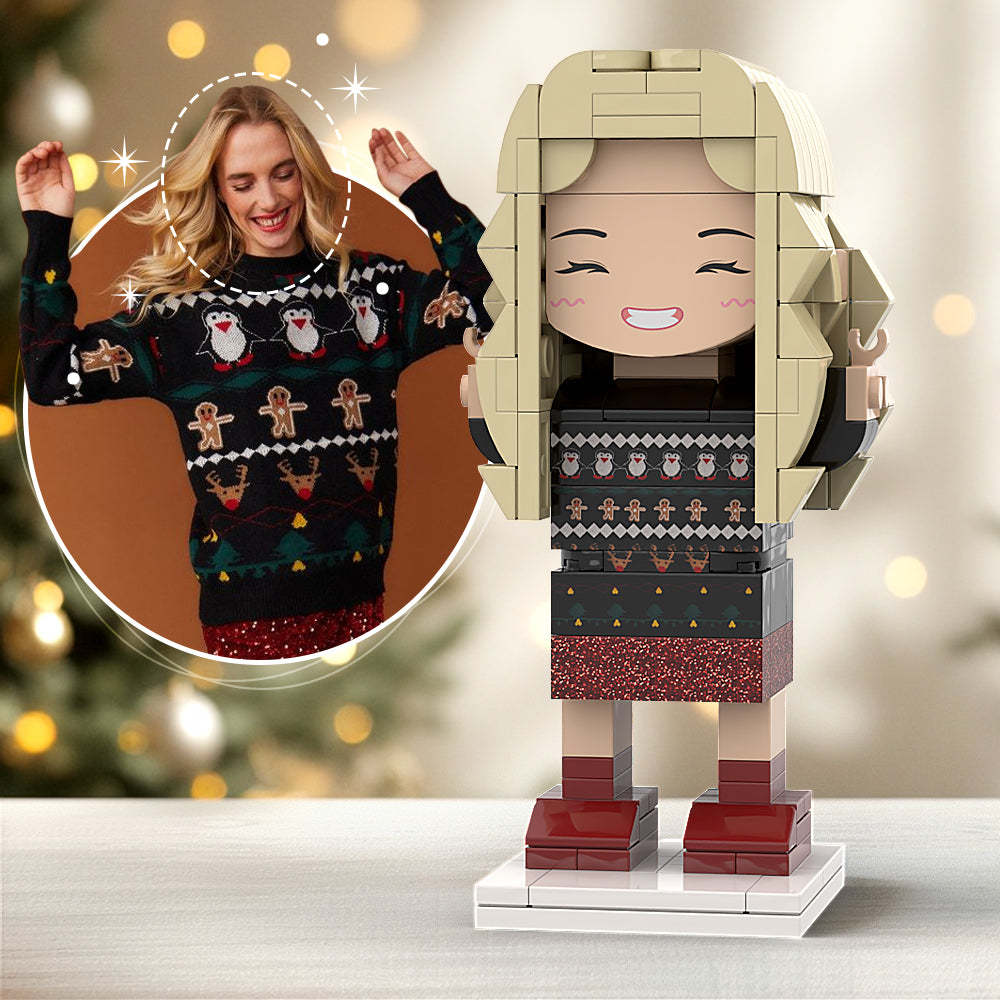 Benutzerdefinierter Kopf, Süßes Ineinandergreifendes Kunststoffspielzeug, Personalisierte Ziegelfiguren, Weihnachtsgeschenk Für Die Beste Freundin - minebrickde