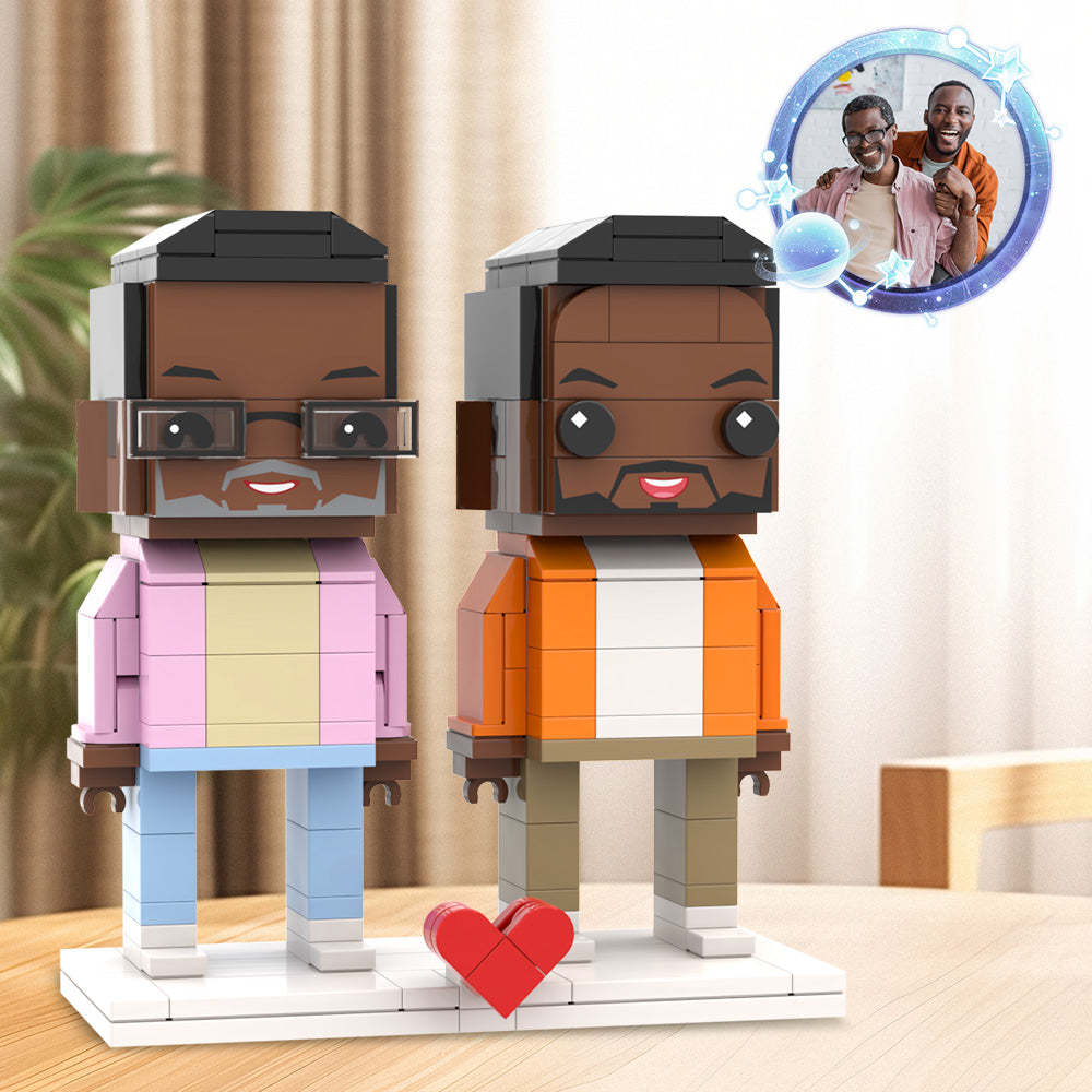 Personalisiertes Geschenk Für Papa, Ganzkörperlich Anpassbar, Zum Vatertag, Individuelle Ziegelfiguren Für Papa, 2 Personen, Individuelle Ziegelfiguren Für Papa Am Vatertag - minebrickde