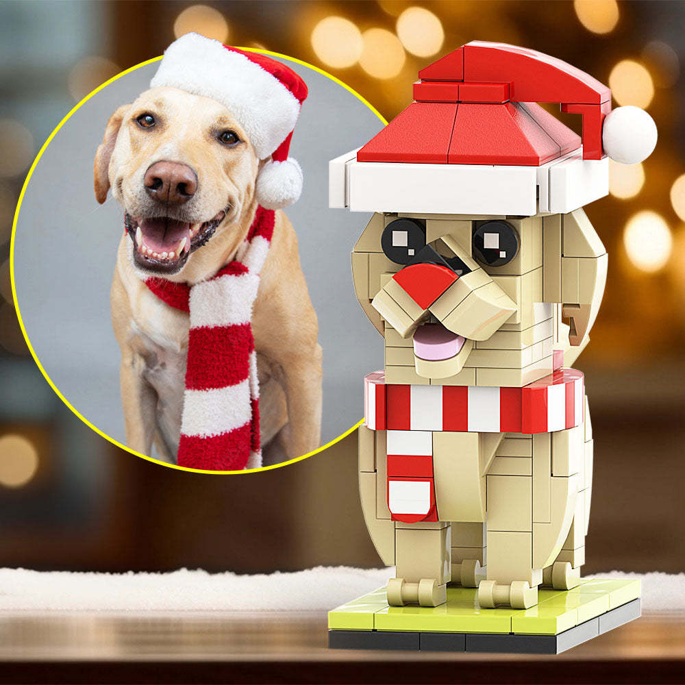 Weihnachtsdetaillierter Labrador, Ganzkörper-welpe, Anpassbarer Labrador, 1 Hundefoto, IndividuelleIndividuelles Brick Spielzeug, Kleine Partikelblöcke, Brick Me-figuren, Individuell Anpassbar, Nur Labrador