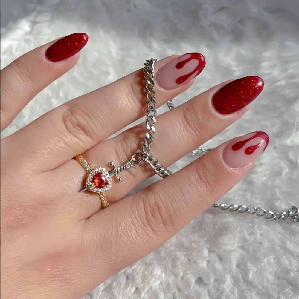 „du Bist In Meinem Herzen"-ring- Und Armbandset, Herzschwertring Und Armband - 