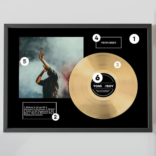 Personalisierte Vinyl-schallplatten-deko In Goldoptik, Individuelles Musikfoto Mit Namen, Zum Abspielen Klicken (kein Handy Nötig) – Perfekt Für Paare Am Valentinstag - 