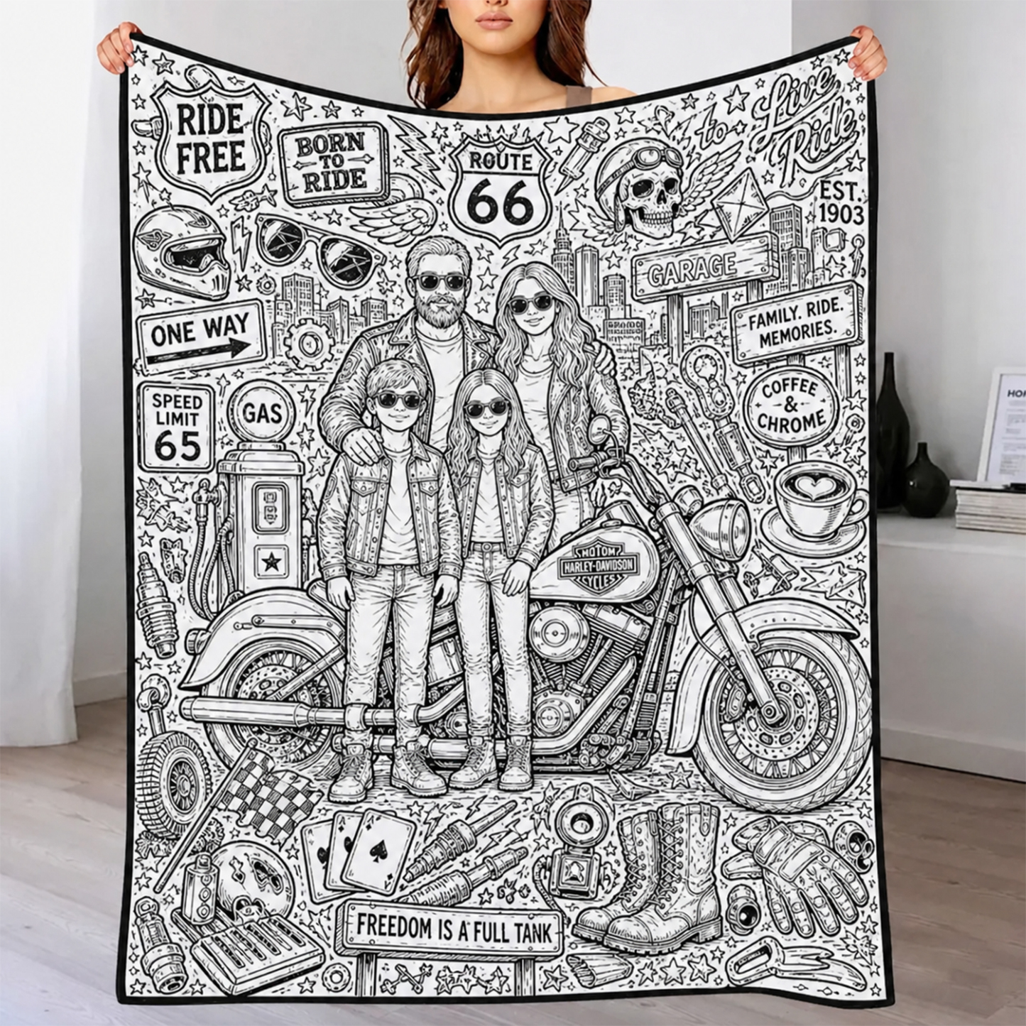 DIY Drawing Blanket (Optional 24-Color Marker Set) , Multi-Theme Create-Your-Own Art Blanket for Dad Kids, Couples, Families & Pet Lovers