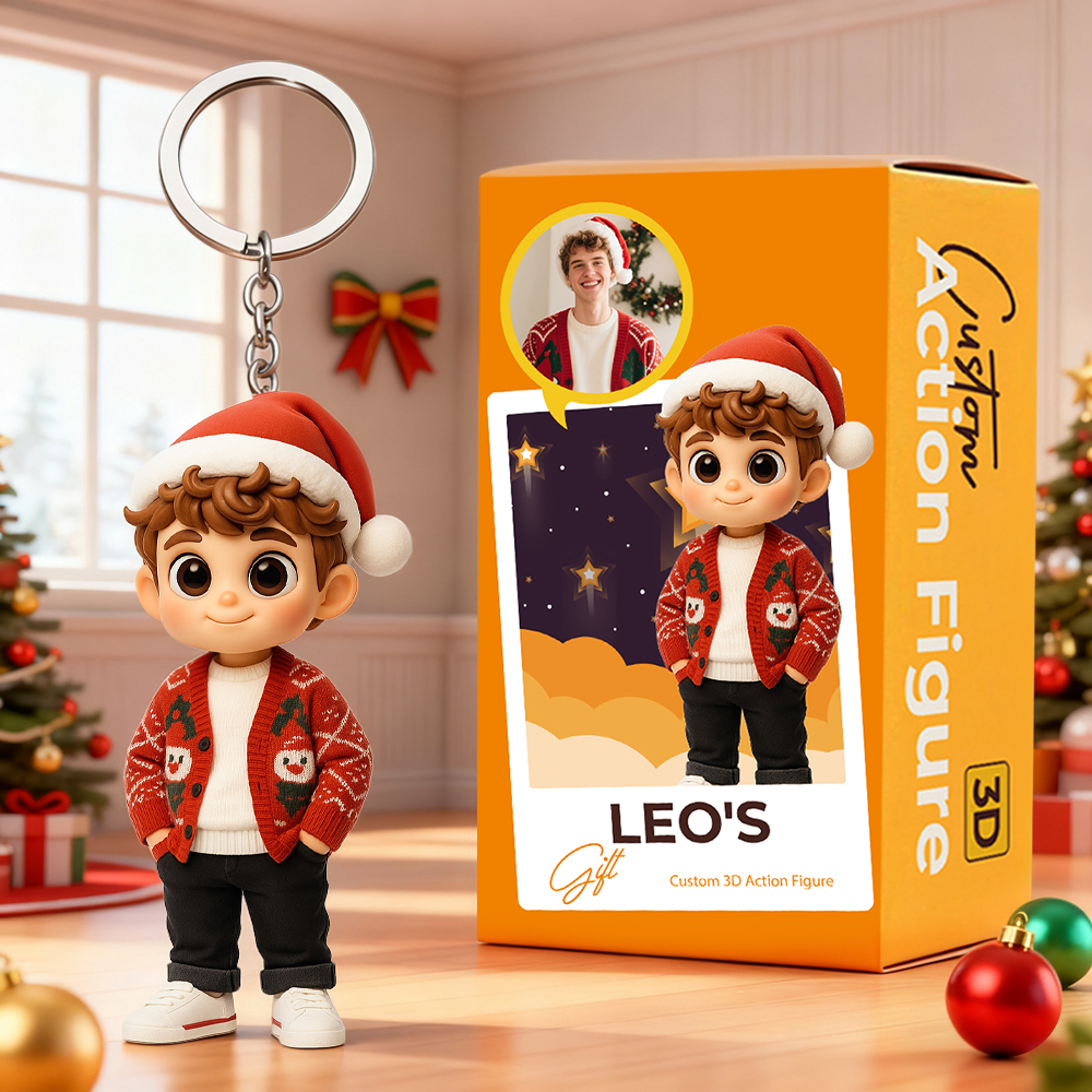 Custom 3D Mini Keychain Doll from Your Picture Personalized Christmas Gift Idea for Family Friends
