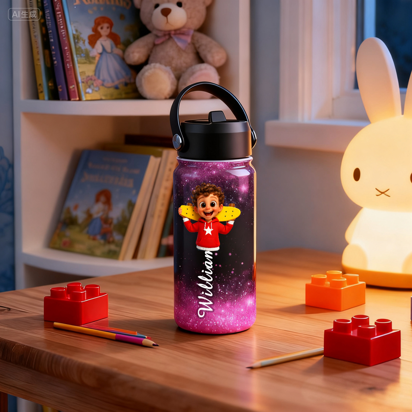 Custom Cartoon Water Bottle with Personalized Portrait & Name | Unique Gift for Kids & Teens - MyJigsawPuzzleAu