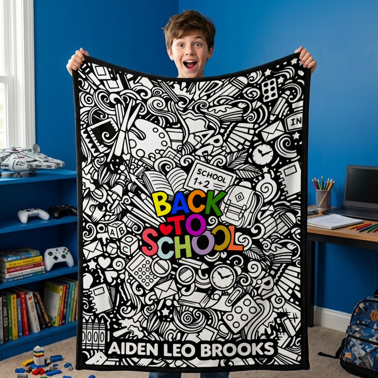 DIY Drawing Blanket (Optional 24-Color Marker Set) , Multi-Theme Create-Your-Own Art Blanket for Dad Kids, Couples, Families & Pet Lovers