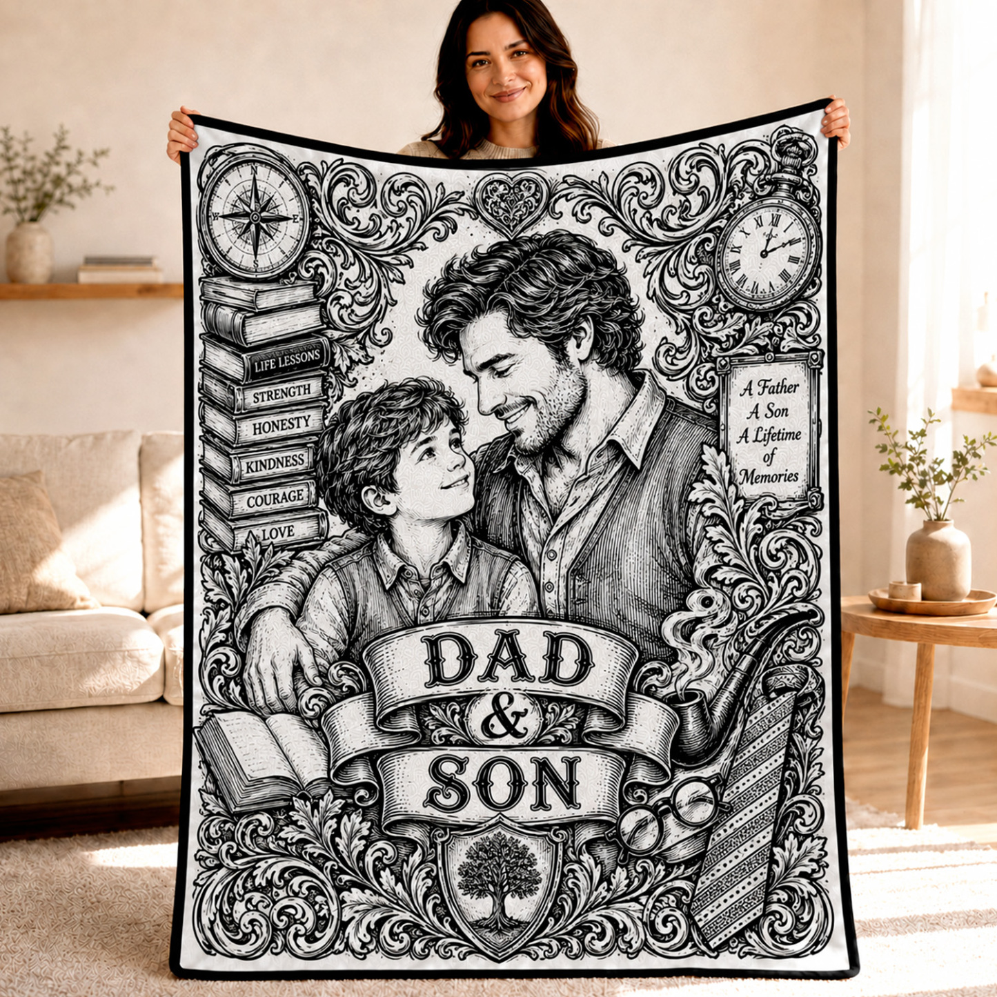 DIY Drawing Blanket (Optional 24-Color Marker Set) , Multi-Theme Create-Your-Own Art Blanket for Dad Kids, Couples, Families & Pet Lovers