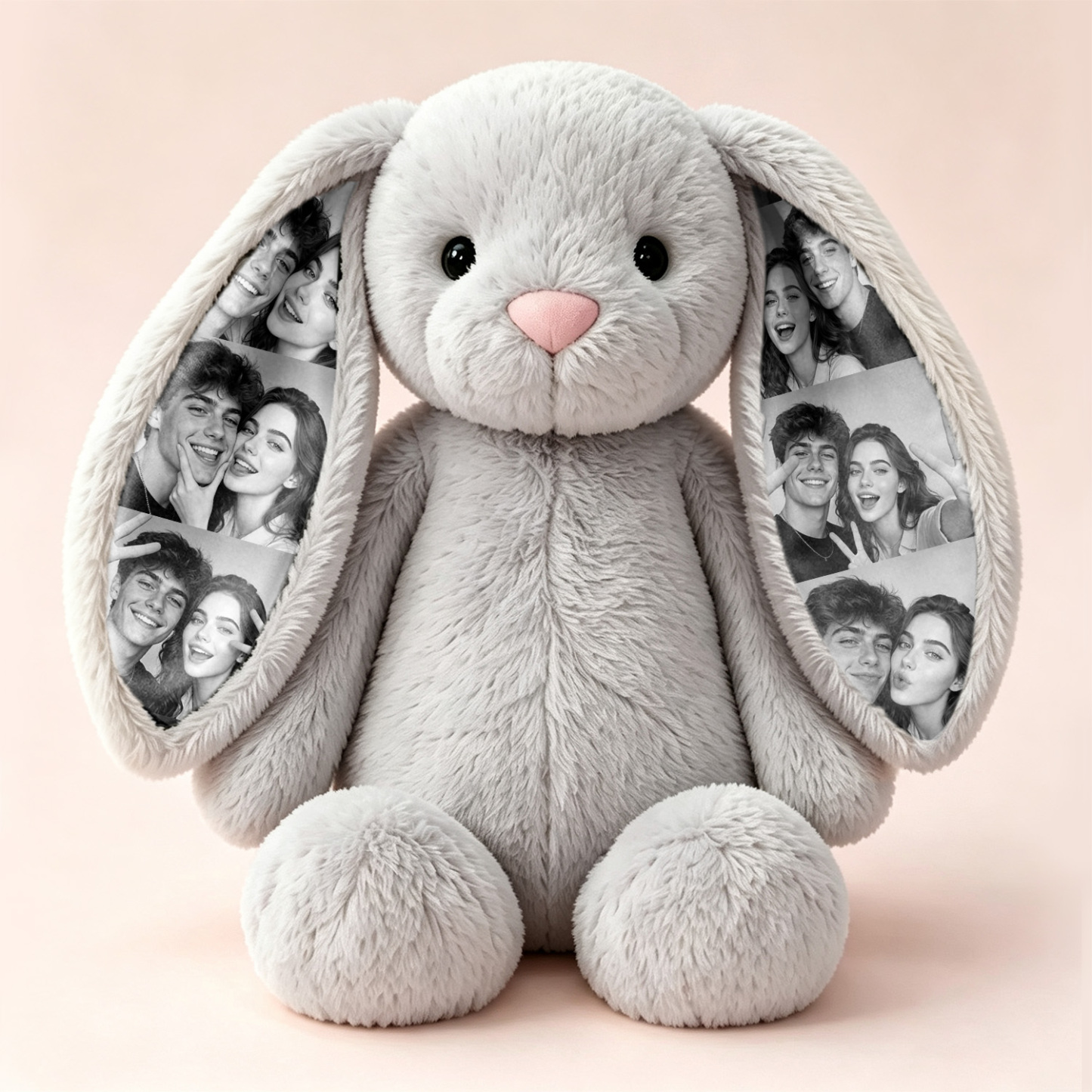 Custom Photo Bunny Plush – Personalized Hidden Ear Picture Bunny Gift for Couples Anniversary Gifts - MyJigsawPuzzleAu