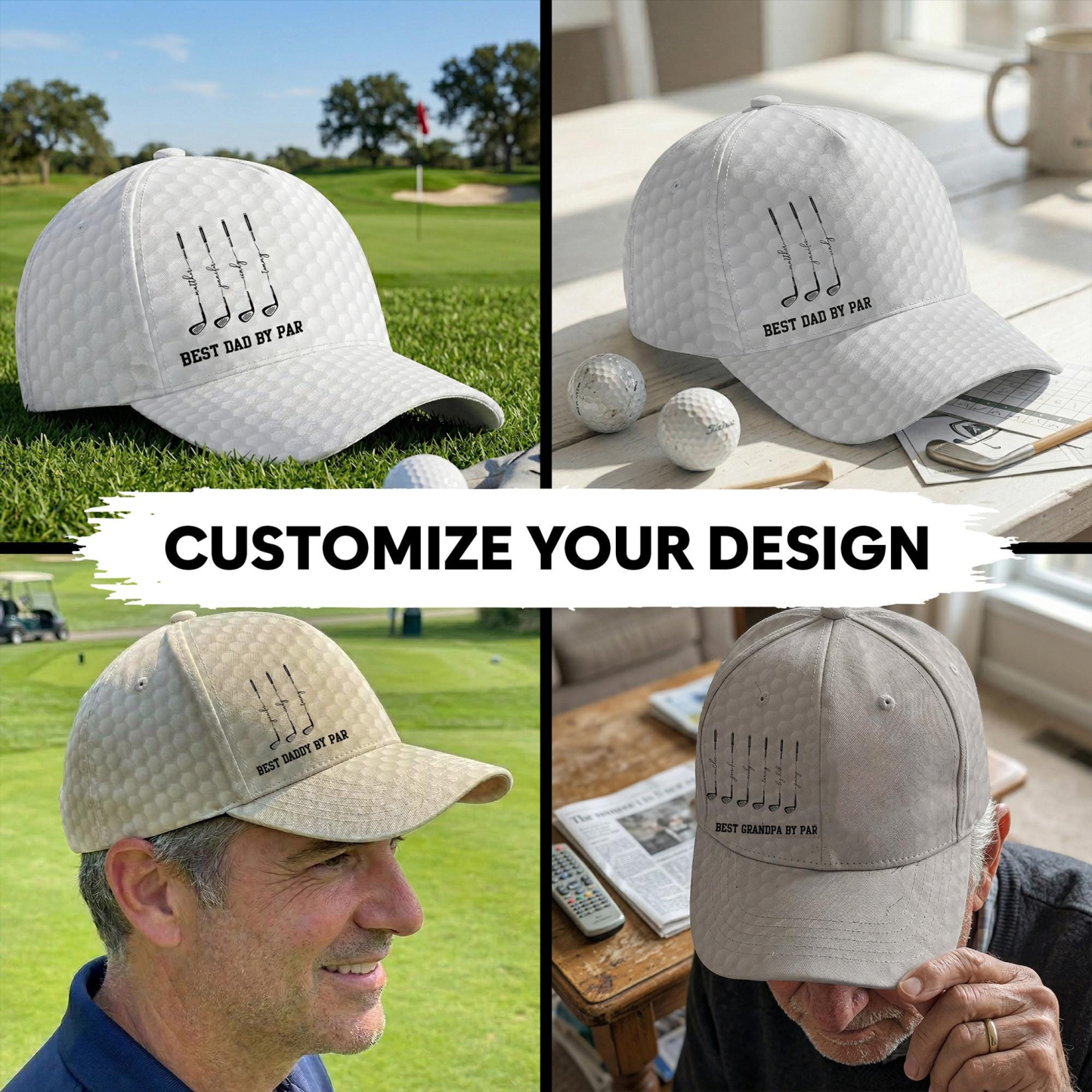 Personalized Best Dad By Par Cap, Best Grandpa By Par Hat, Custom Name Father Day Golf Gift, Golf Lover Gift For Him, Dad Birthday Golf Gift, Gift for Dad on Father's Day - MyJigsawPuzzleAu