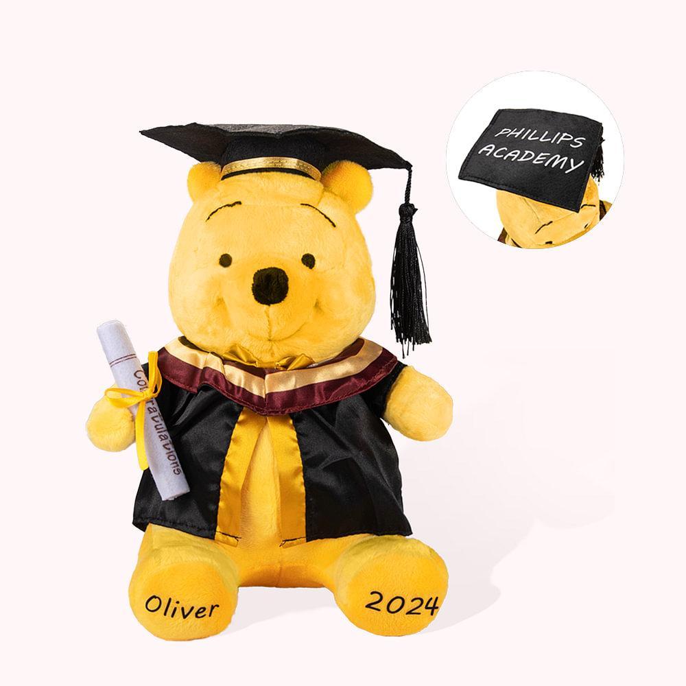 Personalized Winnie the Pooh Graduation Bear Plush Toy with Name Gifts for Grads - MyJigsawPuzzleAu