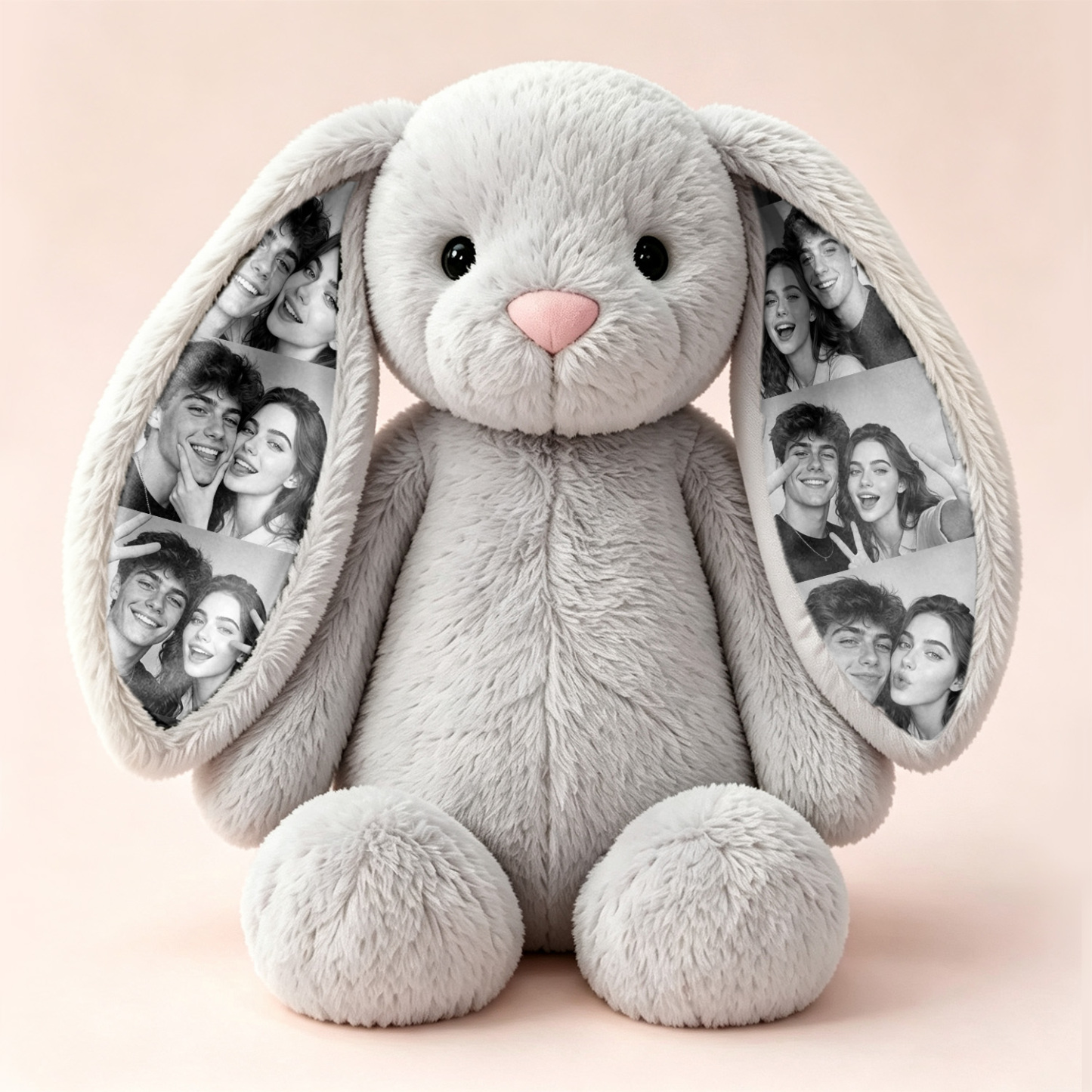 Custom Photo Bunny Plush – Personalized Hidden Ear Picture Bunny Gift for Couples Anniversary Gifts - MyJigsawPuzzleAu