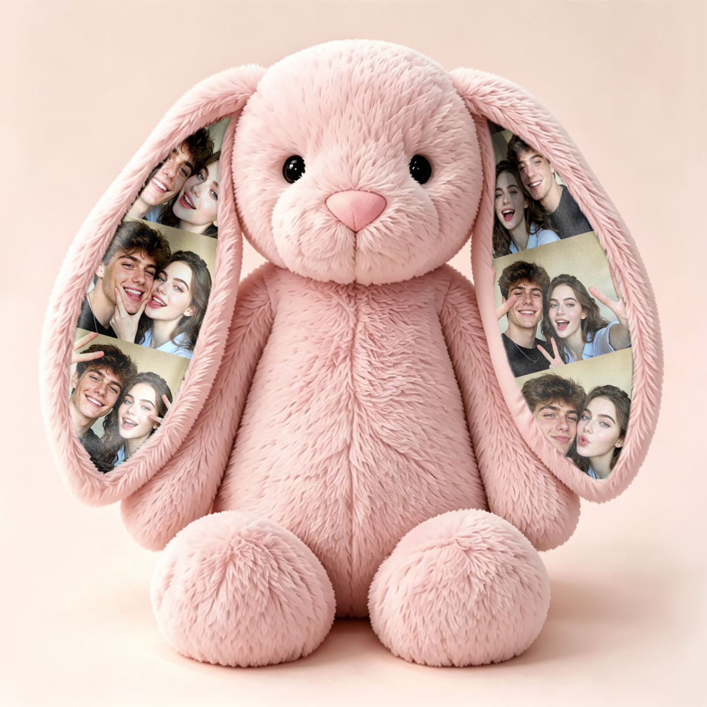 Custom Photo Bunny Plush – Personalized Hidden Ear Picture Bunny Gift for Couples Anniversary Gifts - MyJigsawPuzzleAu