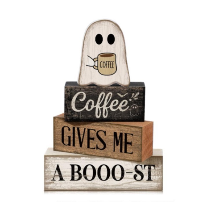 Lineshading 4 Pcs Halloween Coffee Table Decor Wooden Ghost Coffee Bar Sign - MyJigsawPuzzleAu