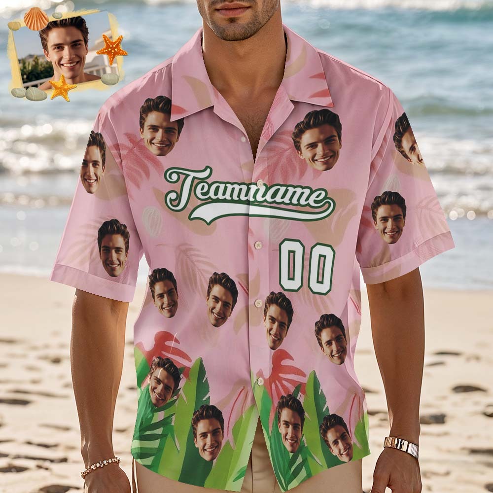 Custom Hawaiian Shirt Personalized Team Name & Number Custom Face Tropical Summer Vacation Shirt for Men, Birthday, Beach, Party Gift - MyJigsawPuzzleAu