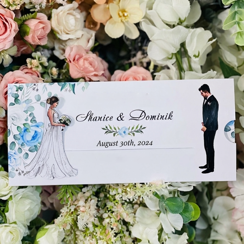 Custom Photo Illustration Save the Date Wedding Invitation for Couples