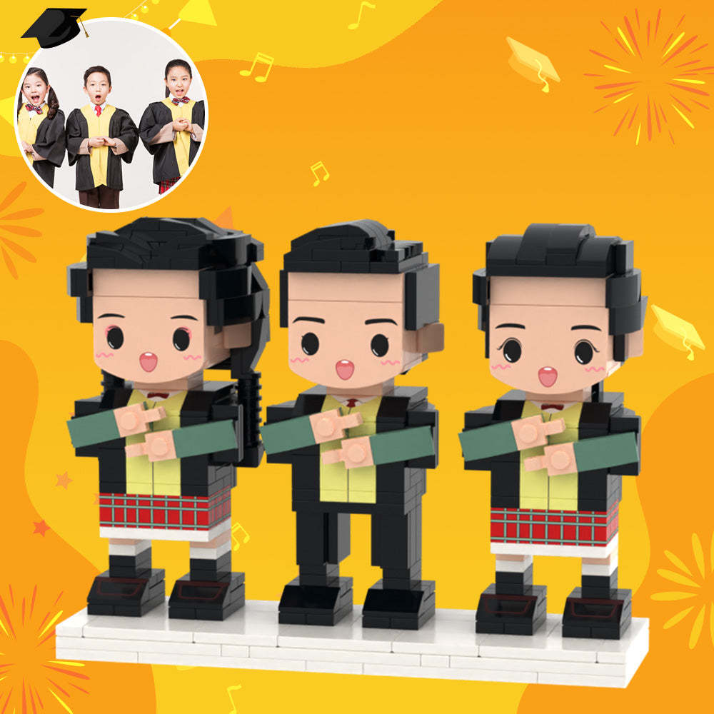 Graduation Gifts for Children Full Customized 3 People Full Custom Brick Figures Custom Brick Figures - MyJigsawPuzzleAu