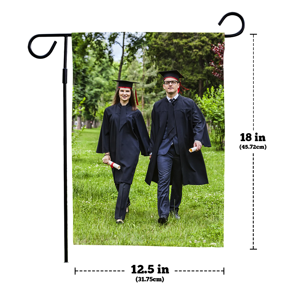 Graduation Gift Custom Photo Garden Flag Family Outdoor Courtyard Flag- Happy Graduation (12in x 18in) - MyJigsawPuzzleAu
