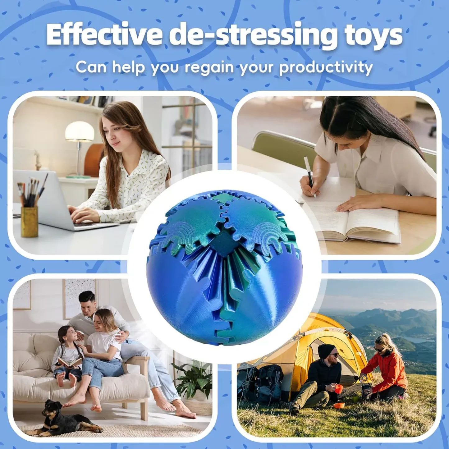 3D Printed Gear Ball Sphere Fidget-Transformable Desk Toy, Colorful Gradient, Christmas Birthday Cool Gifts for Dad Kids boy girl Ruvenbal - MyJigsawPuzzleAu