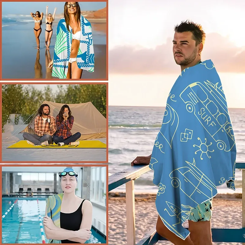 Magnetic Beach Towel with Hawaiian Design – Sand-Free & Quick-Dry - MyJigsawPuzzleAu