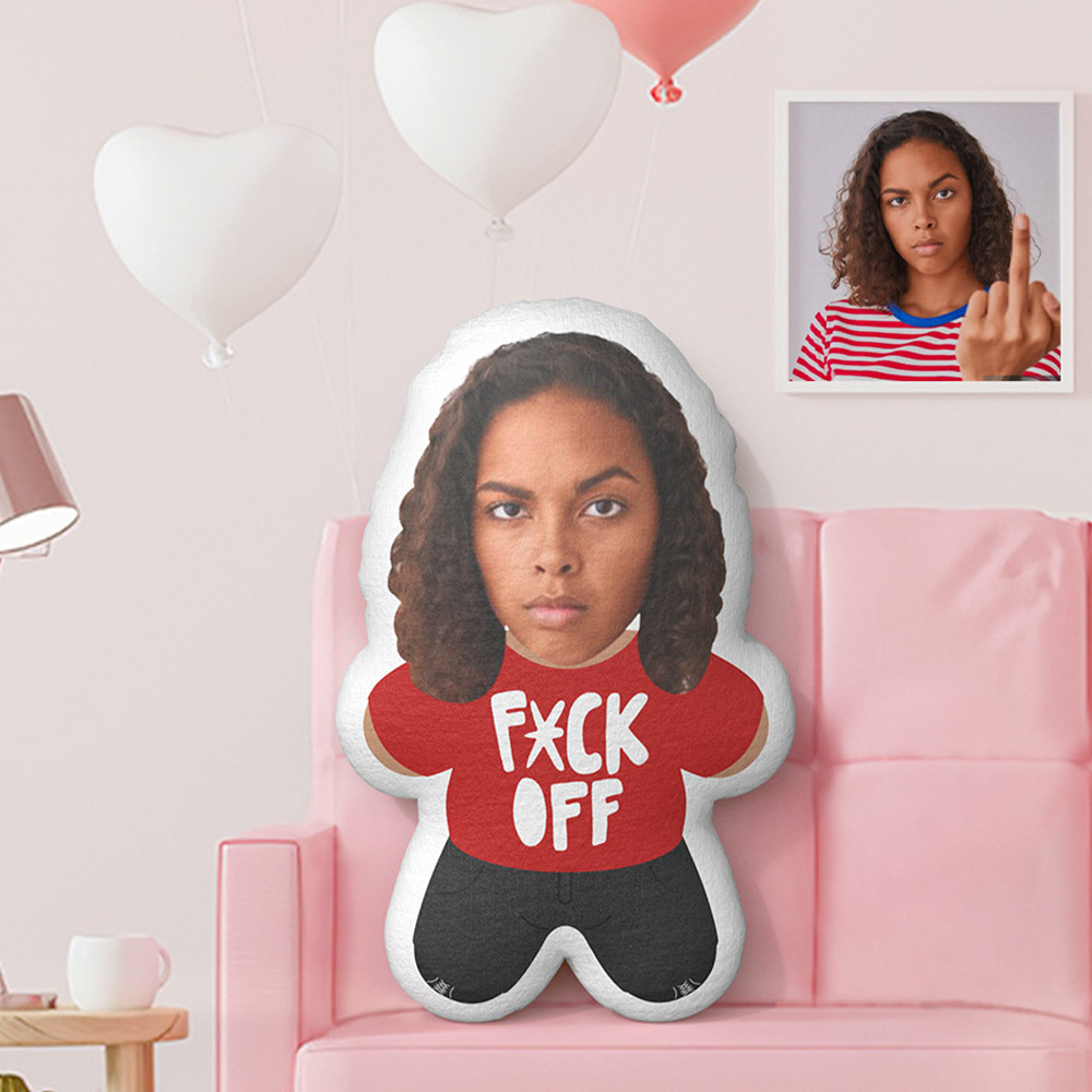 Custom Minime Throw Pillow F*K OFF Personalized Photo Minime Pillow - mysiliconefoodbag