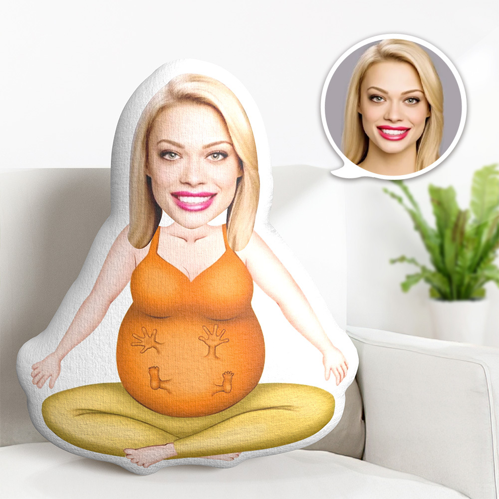 Personalized Mother’s Day Gift – Custom Pregnancy Bump Face Mini Me Pillow Unique Photo Keepsake for Expecting Moms