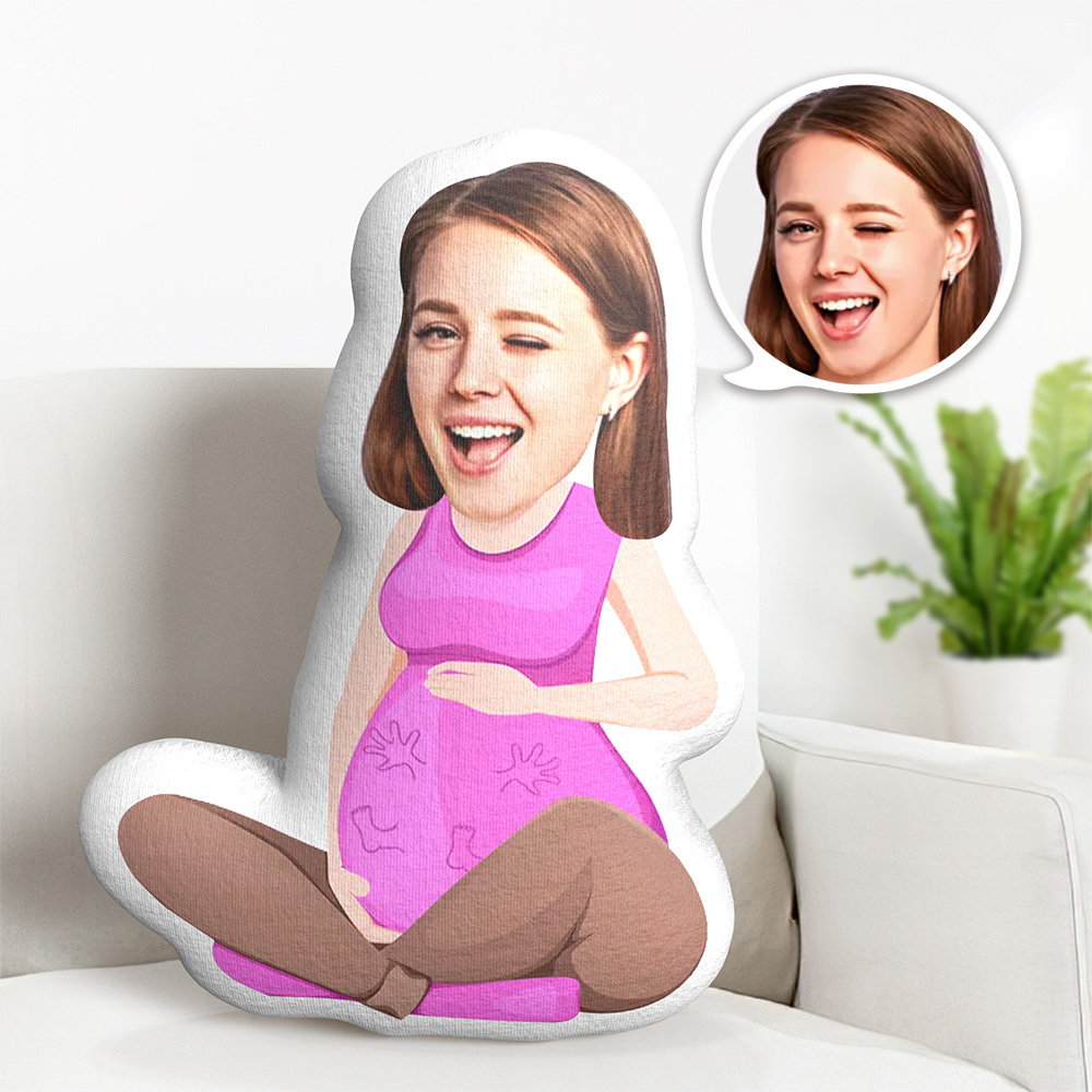 Mother’s Day Gift Custom Face Body Pillow for Pregnant Women Personalized Bump Mini Me Pillow with Photo for New Moms