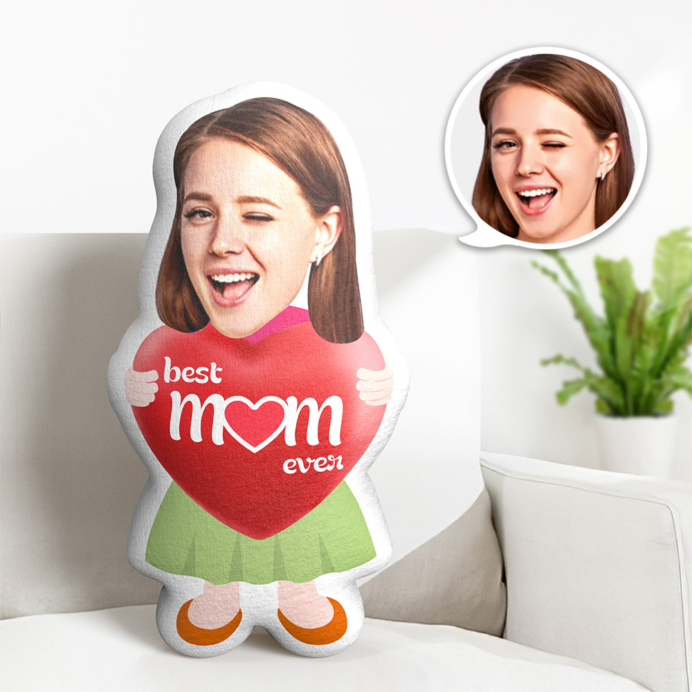 Mother's Day Mini Me Pillow – Custom “Best Mom Ever” Throw Pillow with Face Photo Funny & Heartwarming Gift Idea