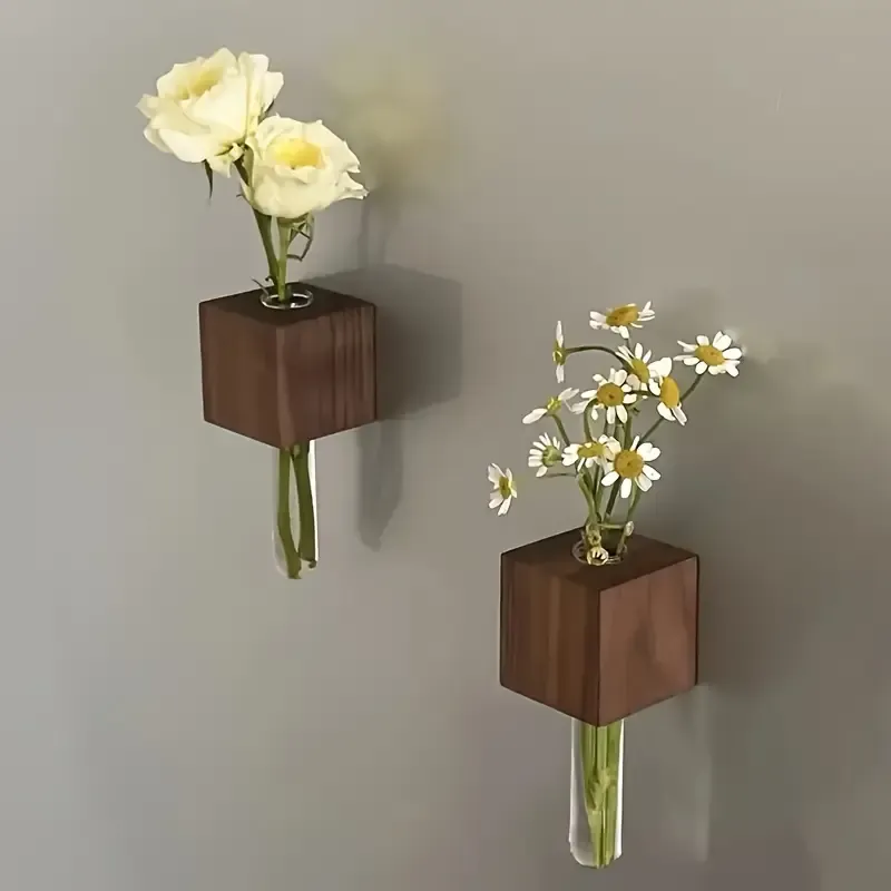 Magnetic Wooden Bud Vase: Flower & Plant Holders for Home Decor - Blooming Love On My Fridge - MyJigsawPuzzleAu