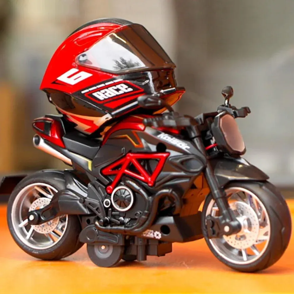 Mini Transformable Motorcycle Rider Doll Figurine Racing Helmet Biker Desk Display Gift - MyJigsawPuzzleAu