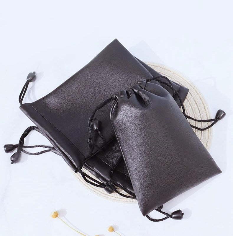Leather Storage Bag Leather Drawstring Bag Waterproof Storage Bag 20*25cm - MyJigsawPuzzleAu