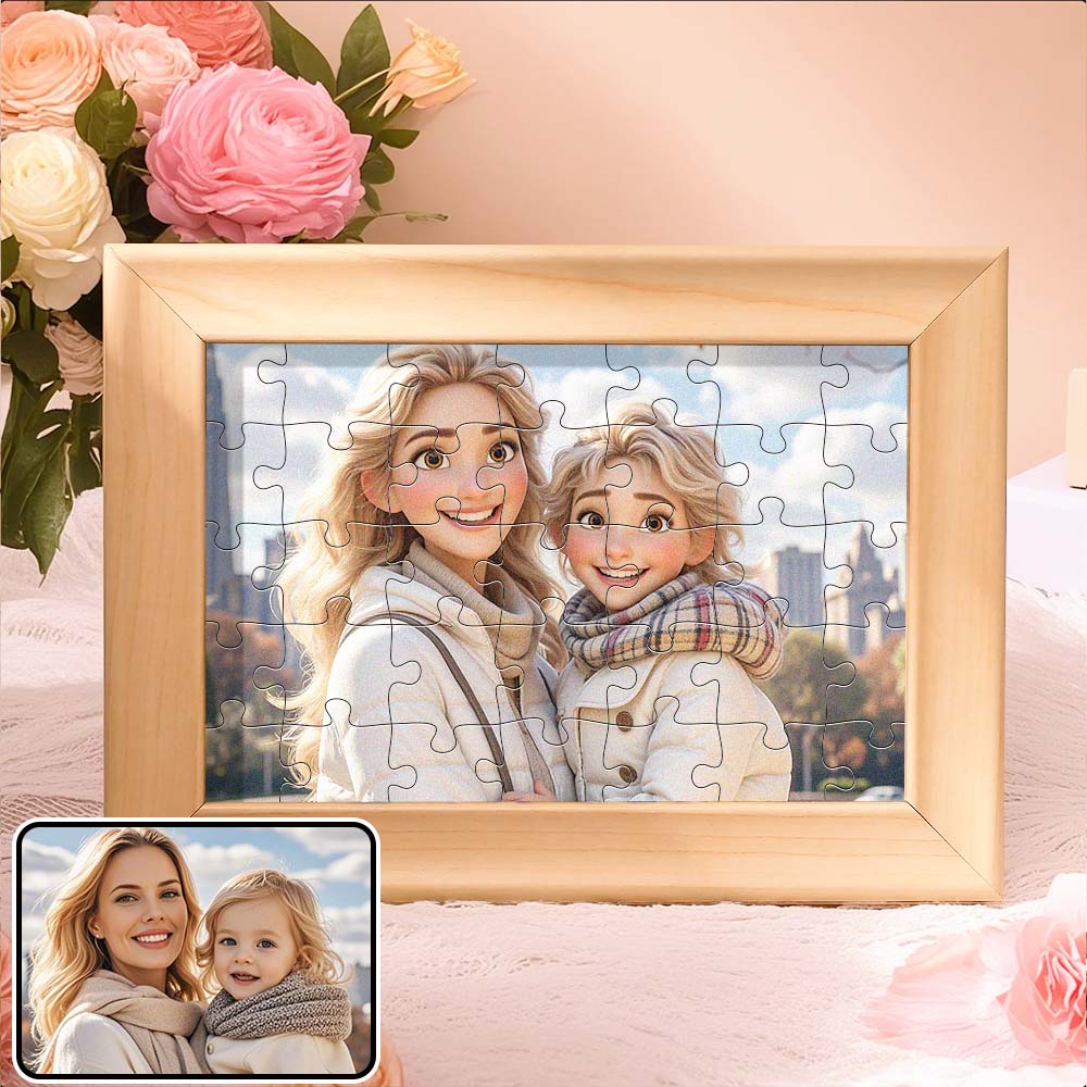 Turn Your Photo Into Cartoon Style Puzzles Custom Photo Puzzles Mothering Sunday Gifts for Mum