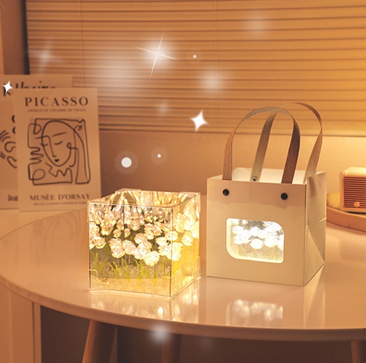 Custom Photo Flower Infinity DIY Infinity Mirror Flower Box with Your Picture and Text Night Light - MyJigsawPuzzleAu