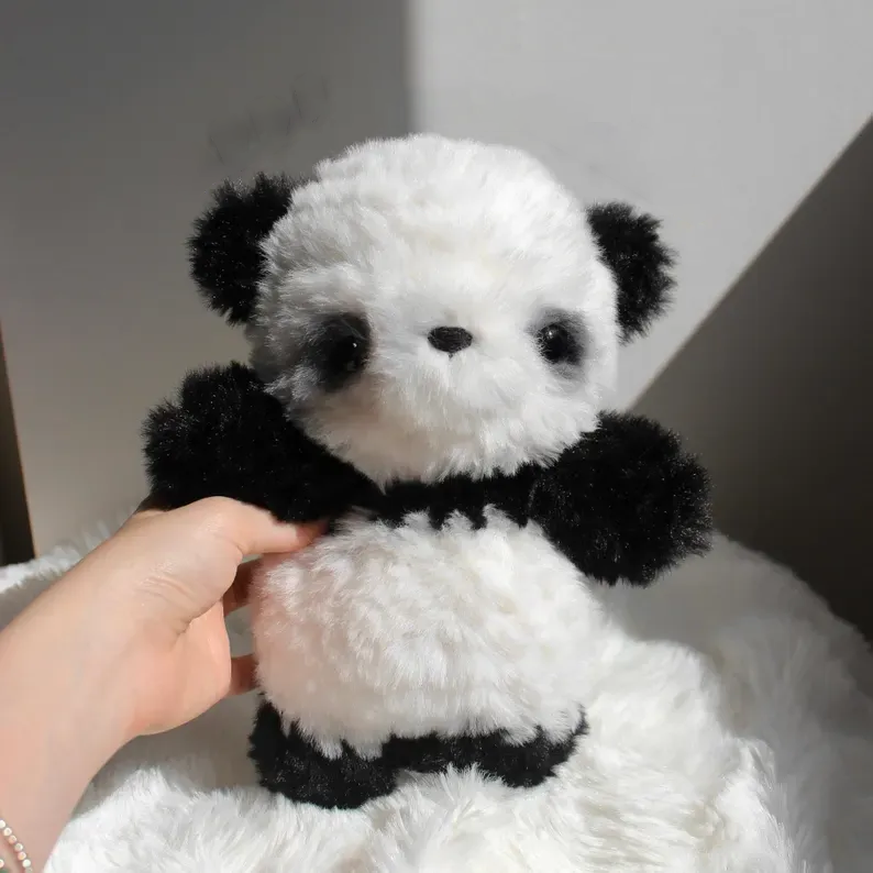 Crochet Plush with Pattern Cute Animal Knitted Plush Toy Cute Fluffy Fur Plush Bunny, Panda, Sloth, Cat, Swan, Deer, Cow, Penguin, Hedgehog Knitted Gift - MyJigsawPuzzleAu
