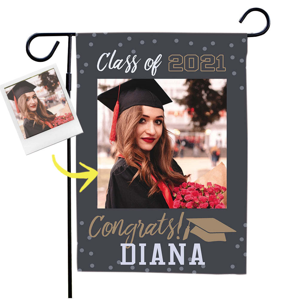 Graduation Decorations 2021 Custom Garden Flags Outdoor Graduation Photo With Your Name (12.5in x 18in) - MyJigsawPuzzleAu