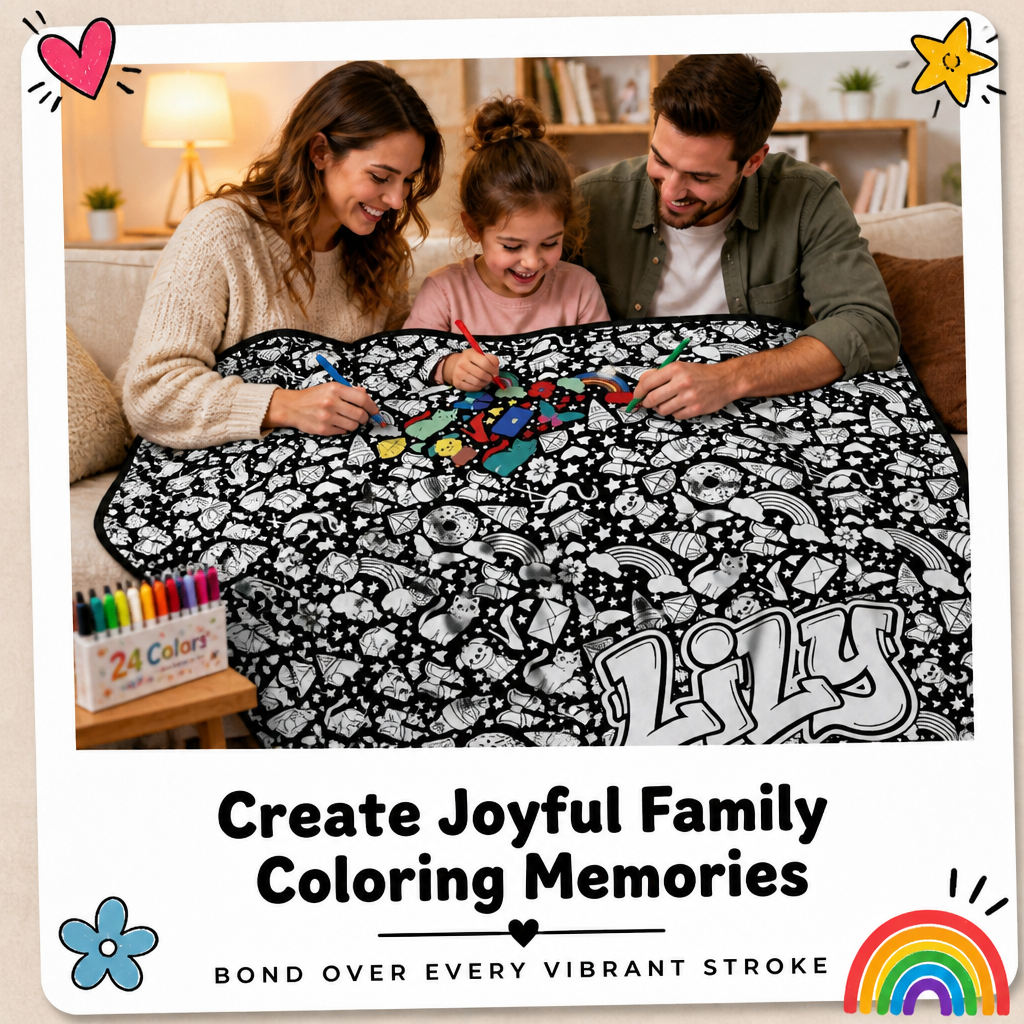 DIY Drawing Blanket (Optional 24-Color Marker Set) Create Your Art Blanket Washable Keepsake Blanket for Kids & Adults - mysiliconefoodbag