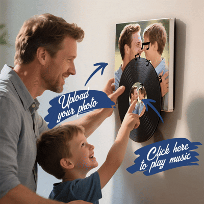 Vinyl Record Photo Wall Art | Custom Music Photo Gift for Dad | Click-