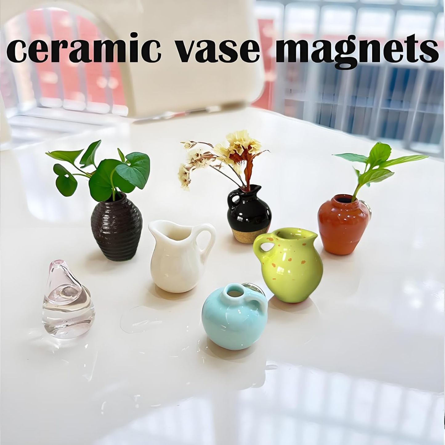 Cute Mini Resin Vase Magnets for Fridge Funny Small Plant Magnets for Refrigerator Decoration Kitchen Locker Kitchen Office (8 Pack) - MyJigsawPuzzleAu