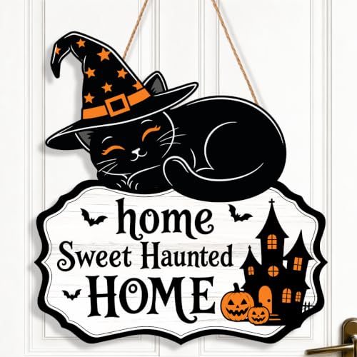Halloween Wreath for Front Door Wooden Ghost Pumpkin Door Sign Wall Decor - MyJigsawPuzzleAu